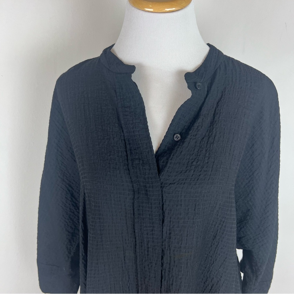 Cos Button Down Oversized Light Weight Black Top … - image 2